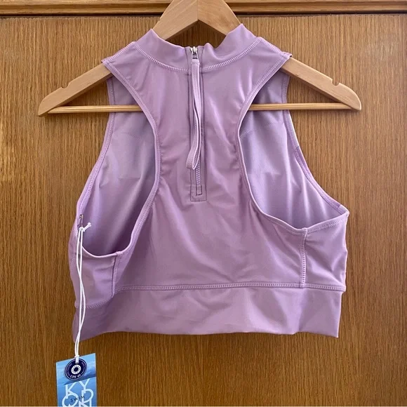 KYODAN • NEW! High Neck Zip Back Floral Swimsuit Top UPF 40 - Pastel Purple - Picture 4 of 16